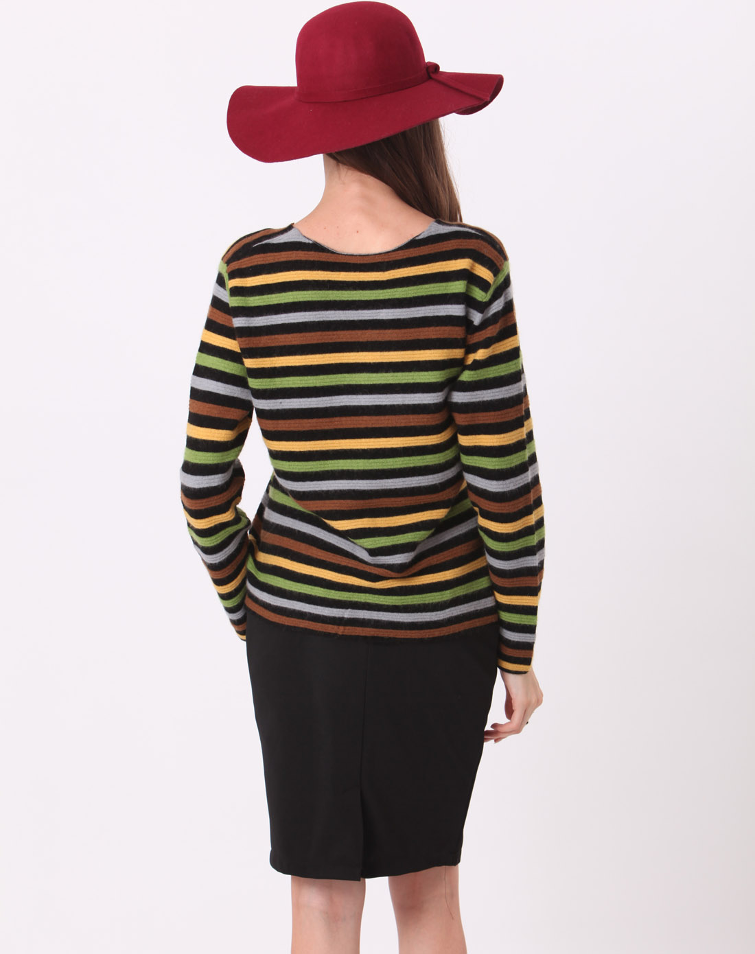 女款彩条羊绒衫