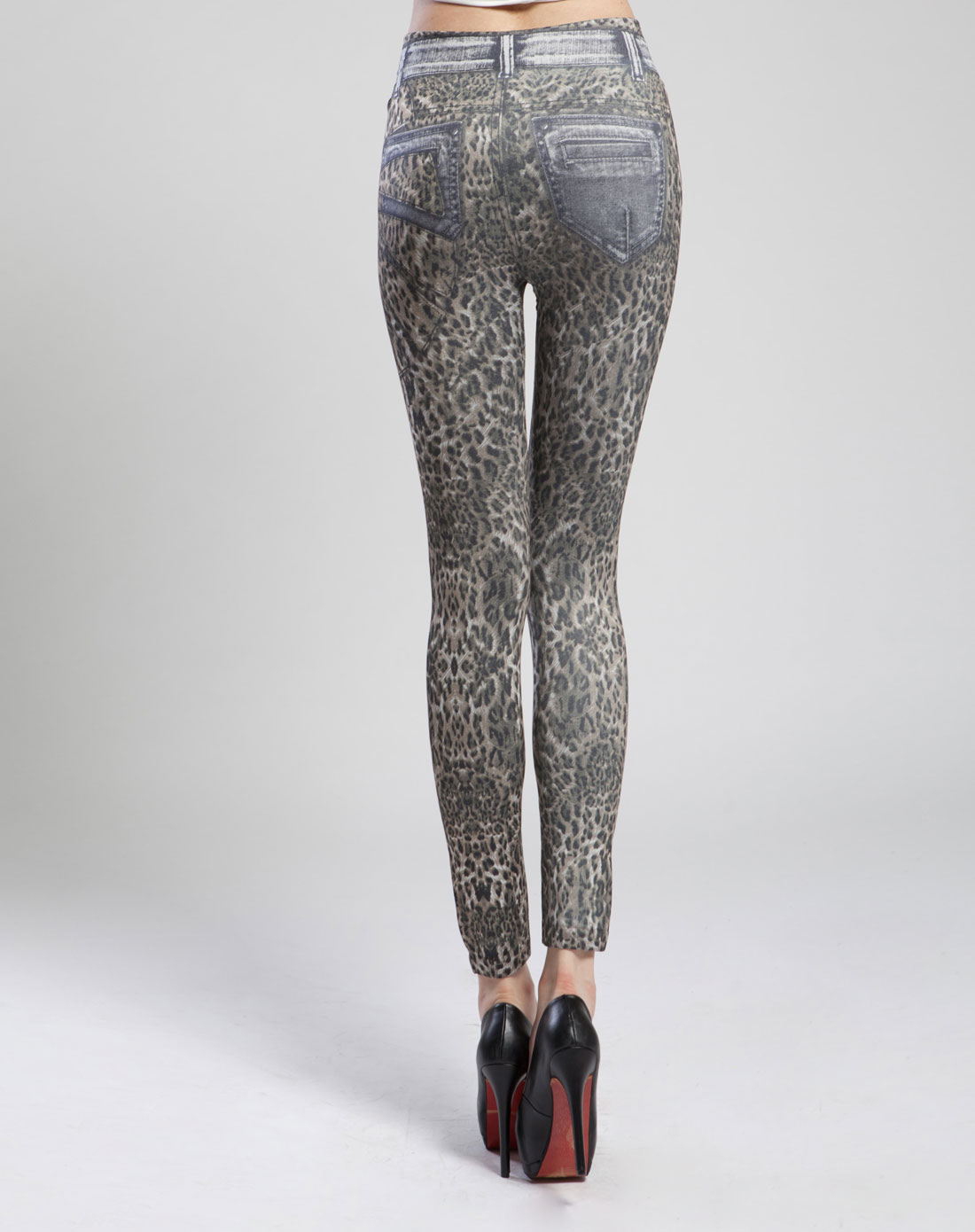 天蚕 女款豹纹印花拉毛保暖裤