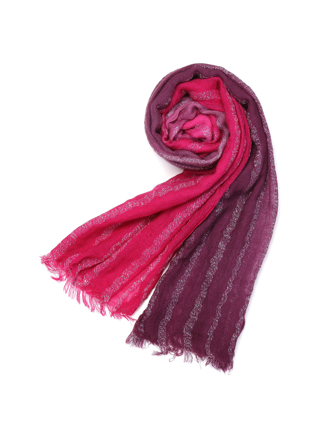 女款玫红紫色渐变羊毛围巾