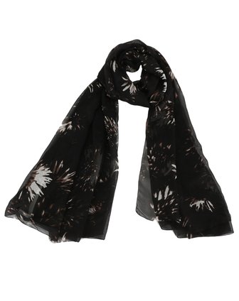 黑色印花桑蚕丝巾