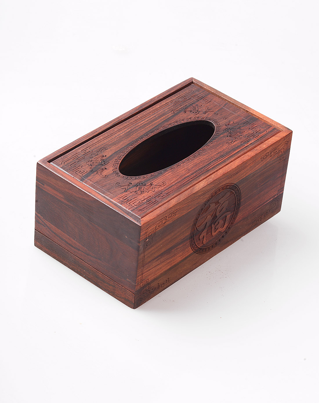 中性原木色酸枝木纸巾盒 福如东海