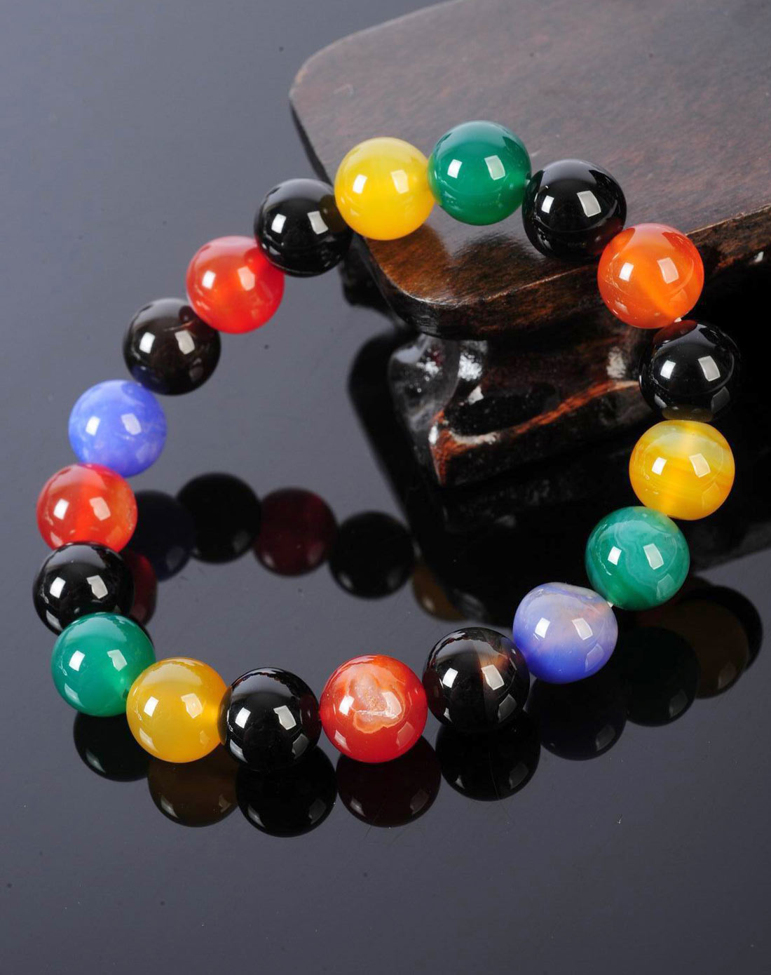 男款彩色天然七彩玛瑙手链(附证书)