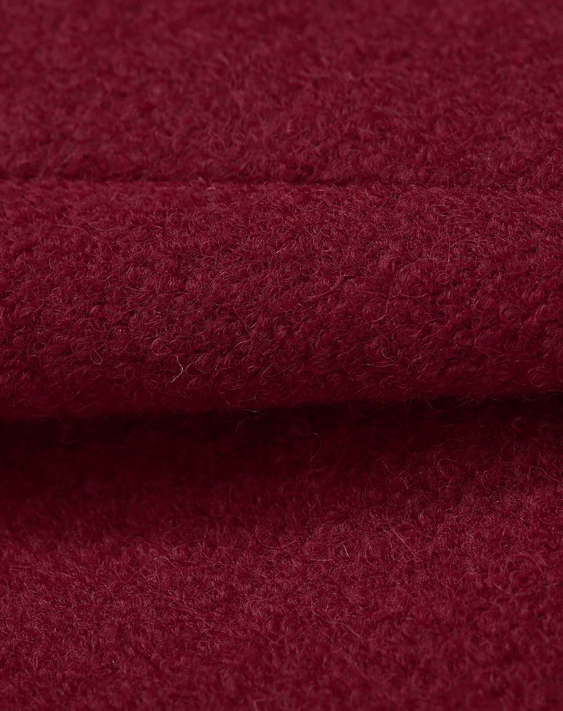 枣红色西装领含羊毛外套