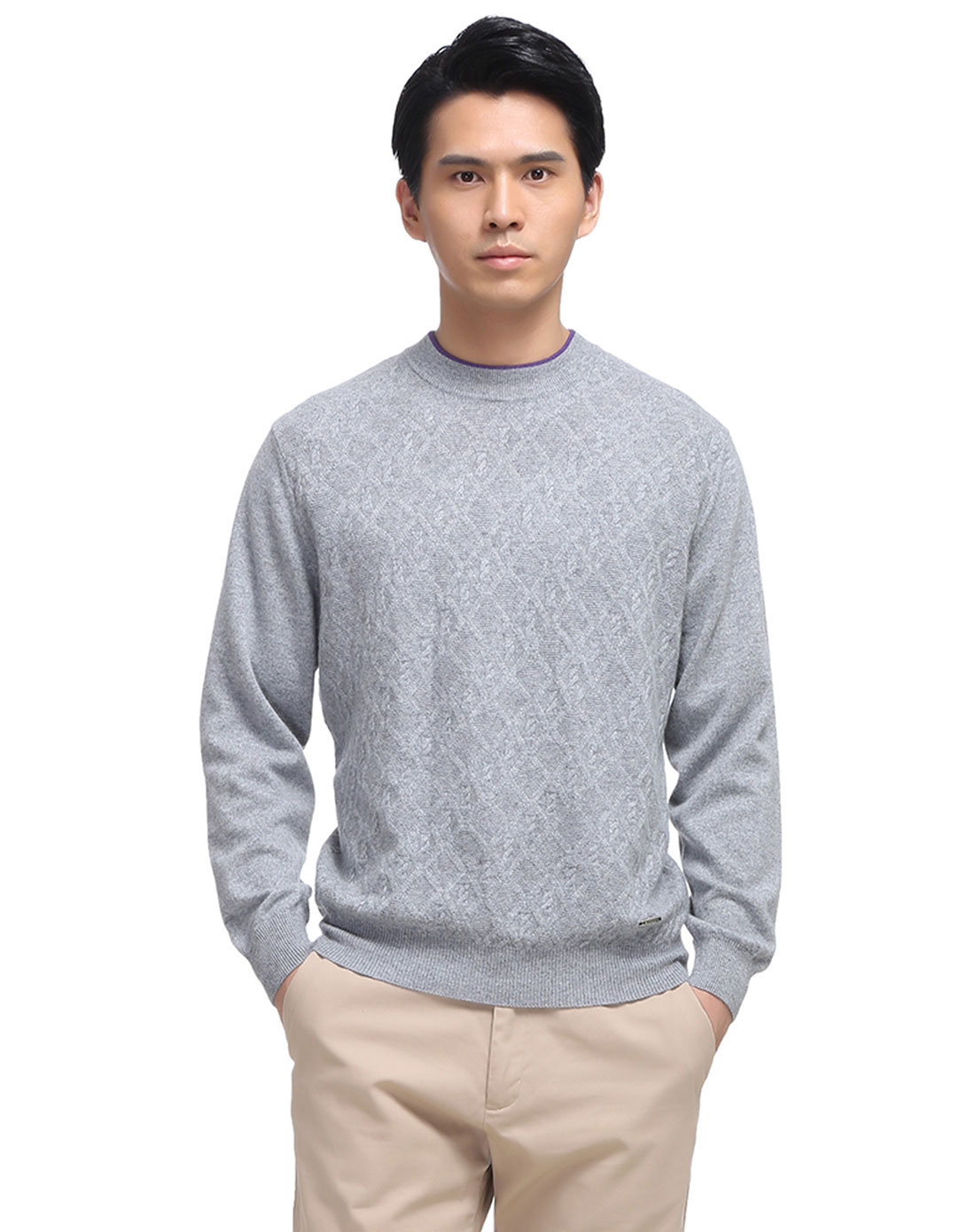 男士羊绒衫-837中铁蓝