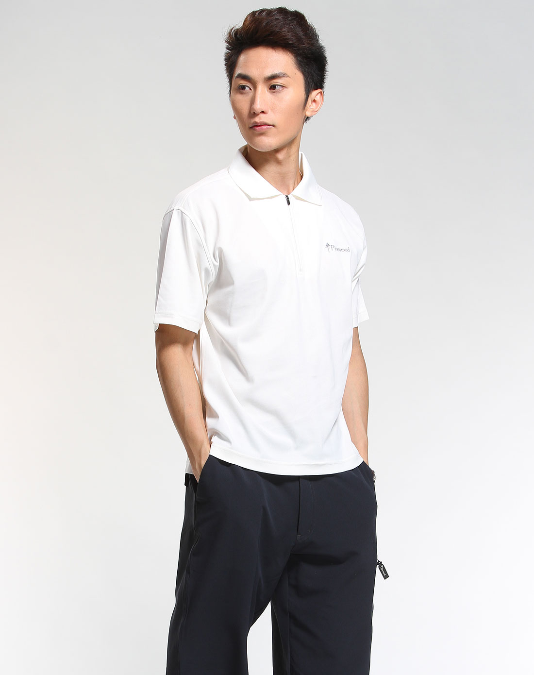 男款雪白色速干polo衫