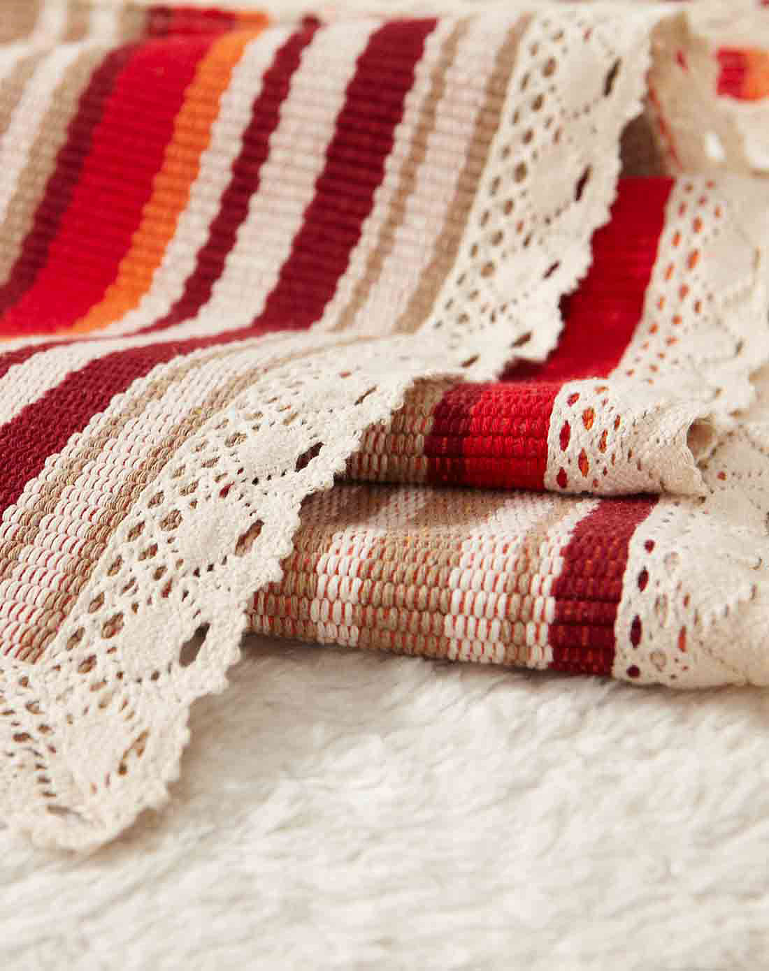 70*210cm纯手工编织棉沙发垫(彩虹色)