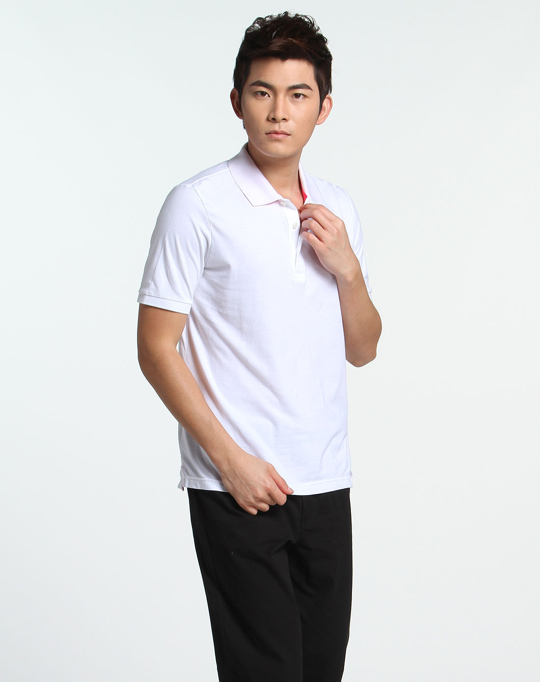 白色活力简约短袖polo衫