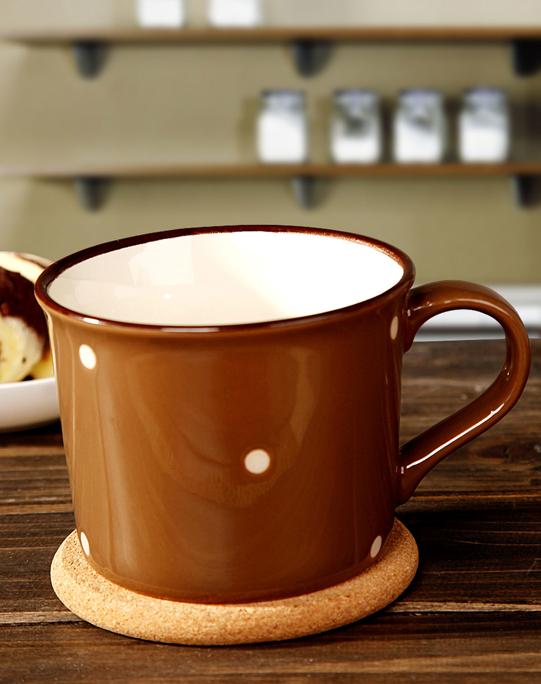 复古巧克力白点仿搪瓷杯