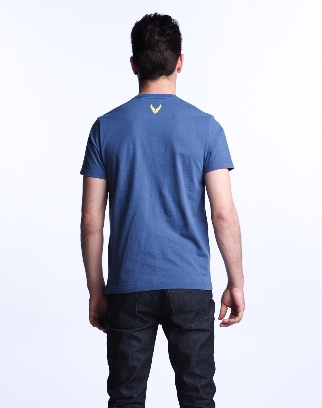 男款牛仔蓝色airforce印花短袖t恤