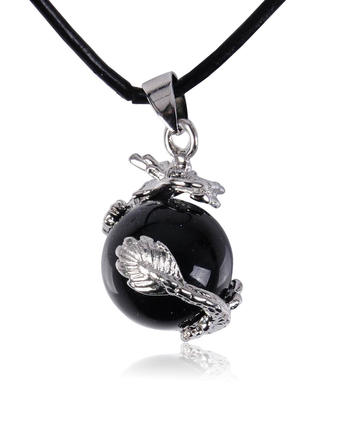 中性深蓝色天然蓝砂石龙形镶嵌项链