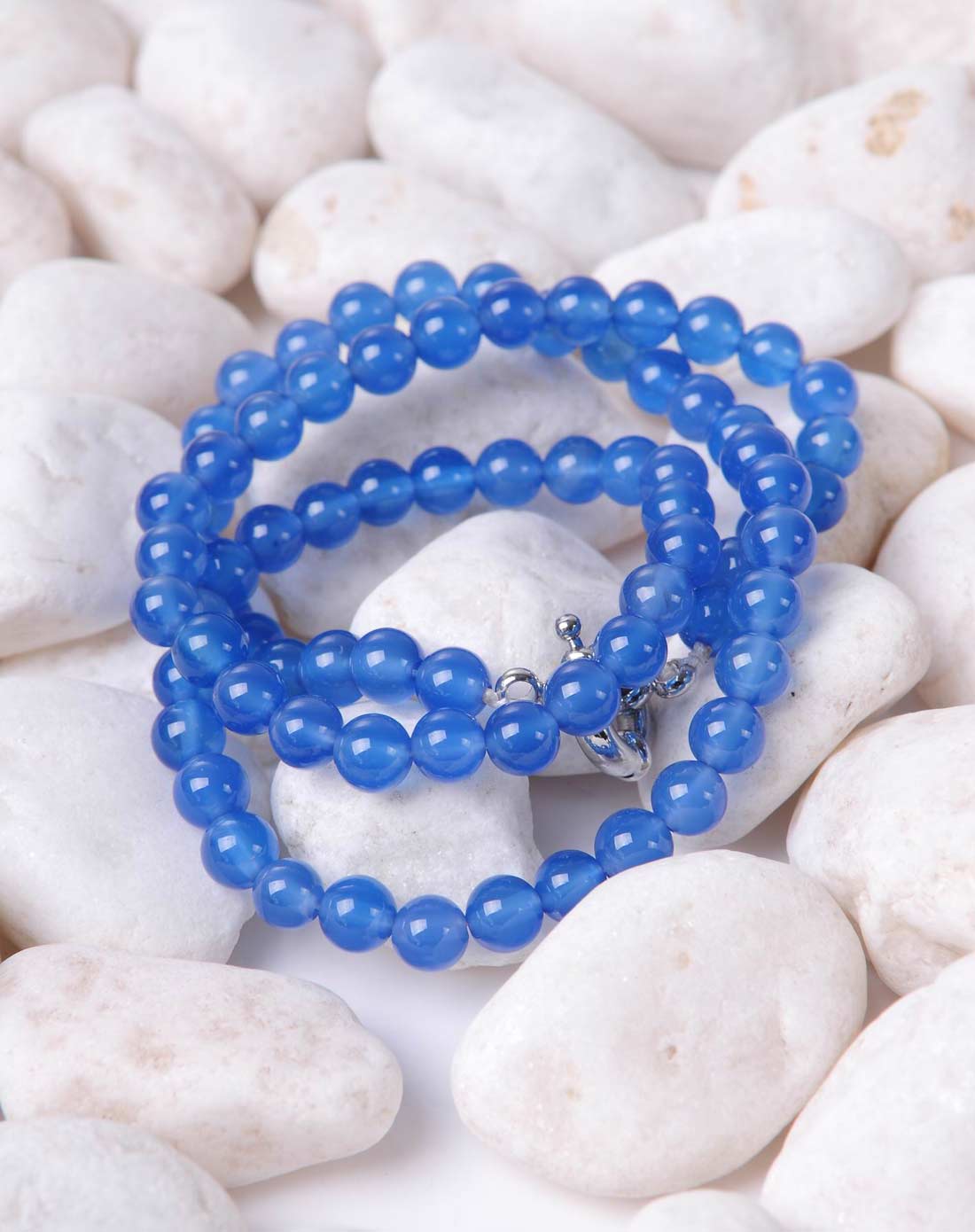 女款蓝色蓝玛瑙转运招财项链