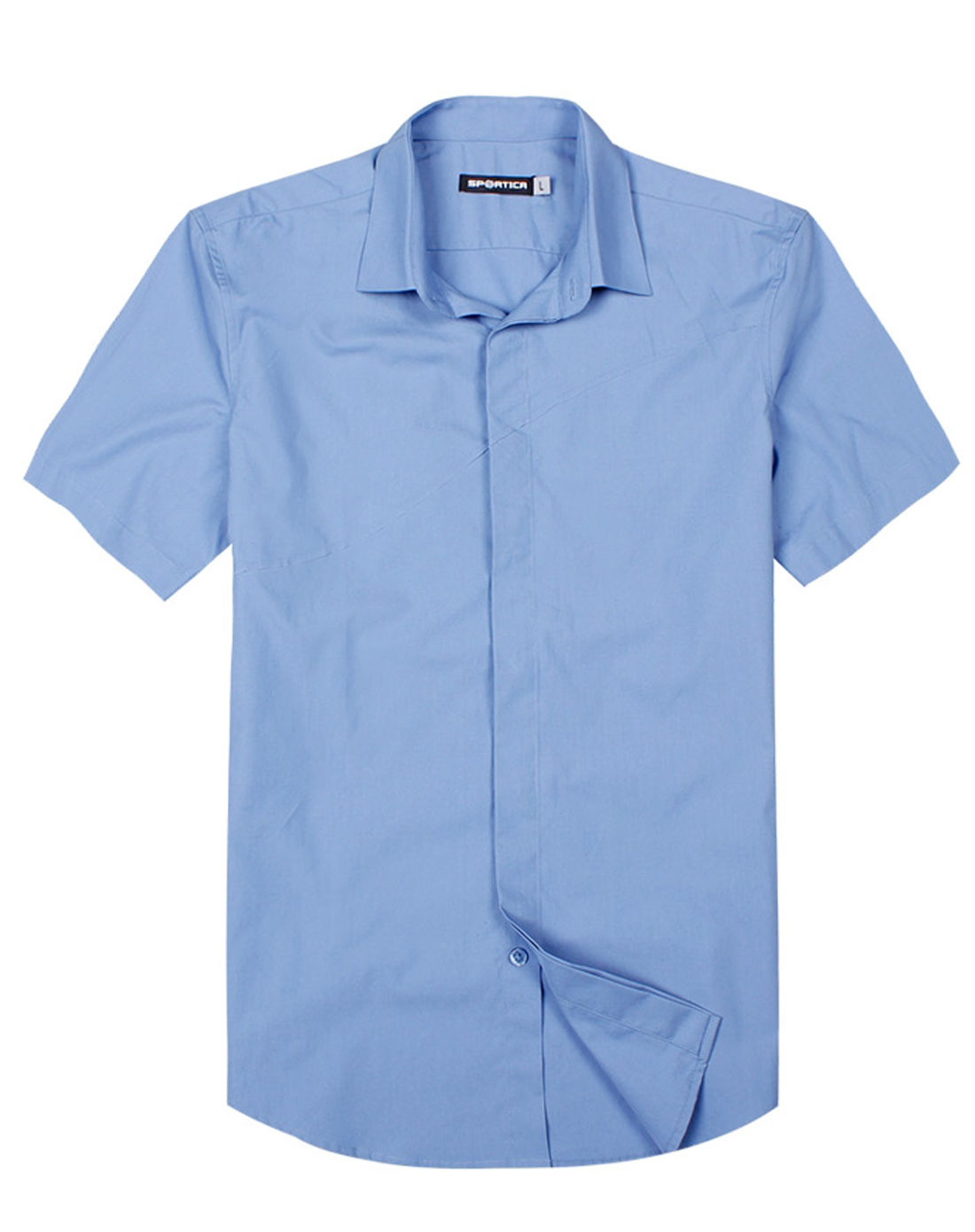 天蓝色简约短袖衬衫