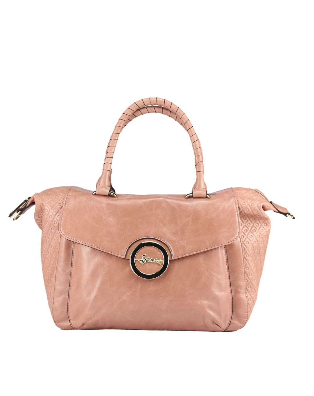 女款粉红色蛇纹皮手袋