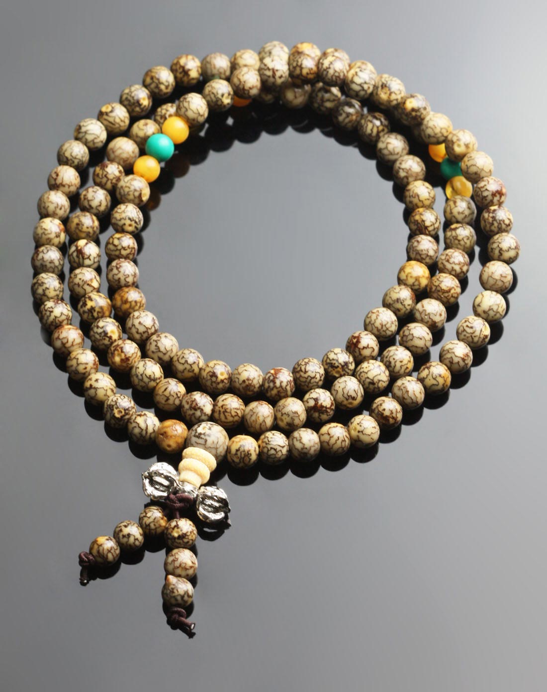 [ 王廷珠宝 ] 银色菩提子108佛珠小银线