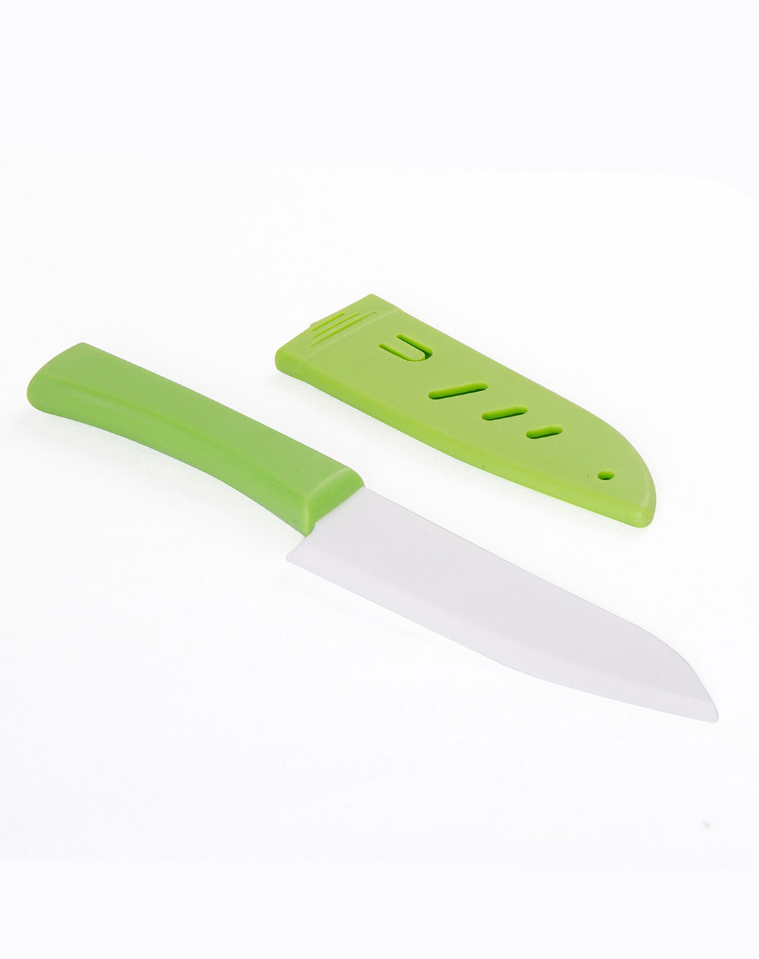 5寸绿柄白色亚面陶瓷刀