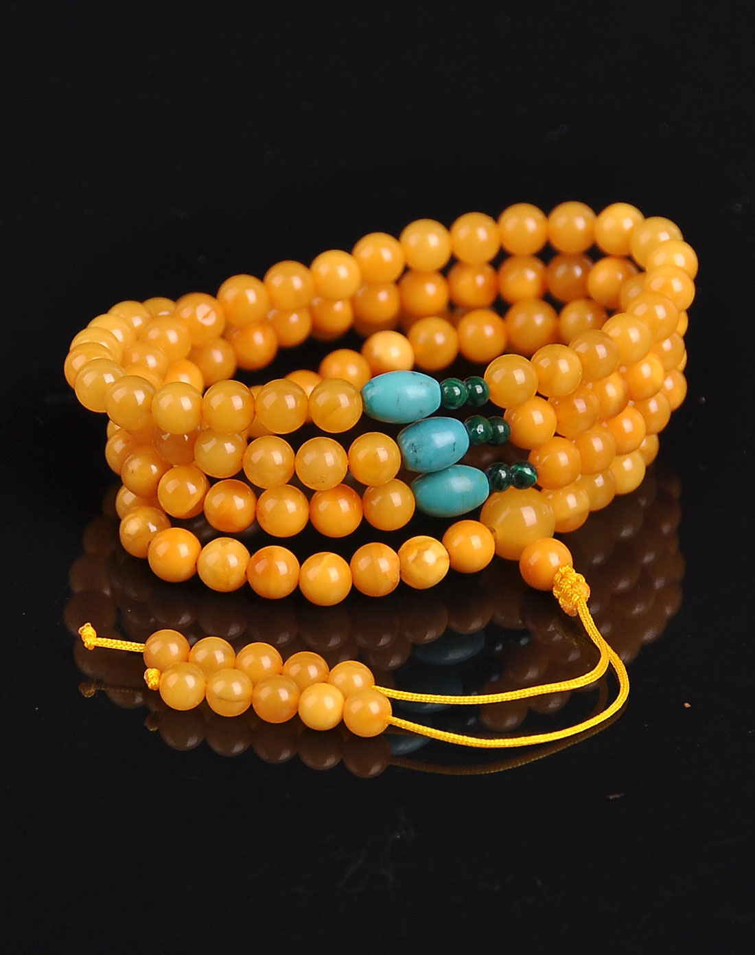 108佛珠 祈福保健珠串老蜡佛珠链(带证书)