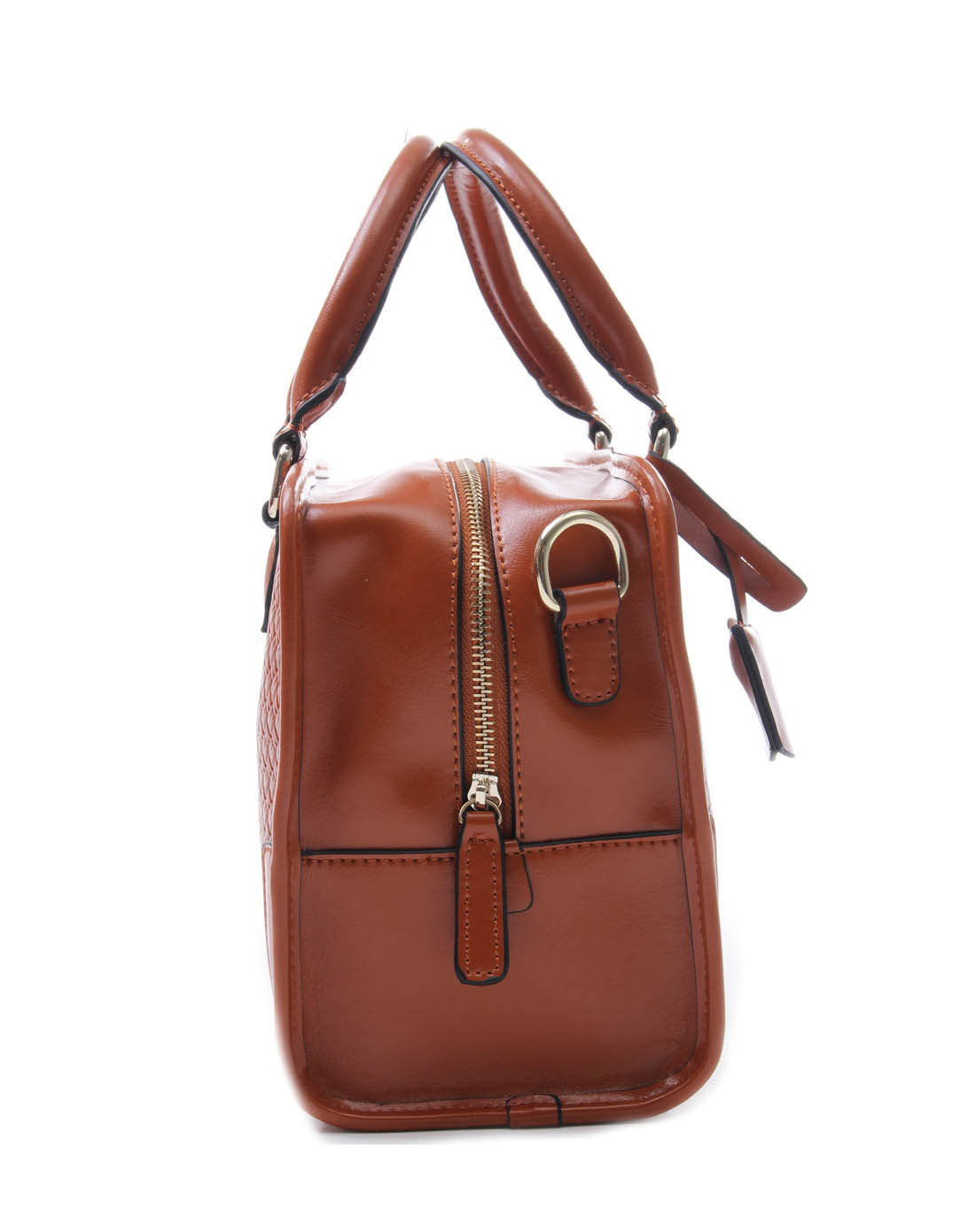 复古风编织纹土黄色手提包