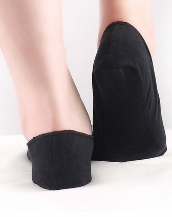 [ 华姿伊 ] 女款黑色弹力棉加蕾丝浅口船袜(2双装)