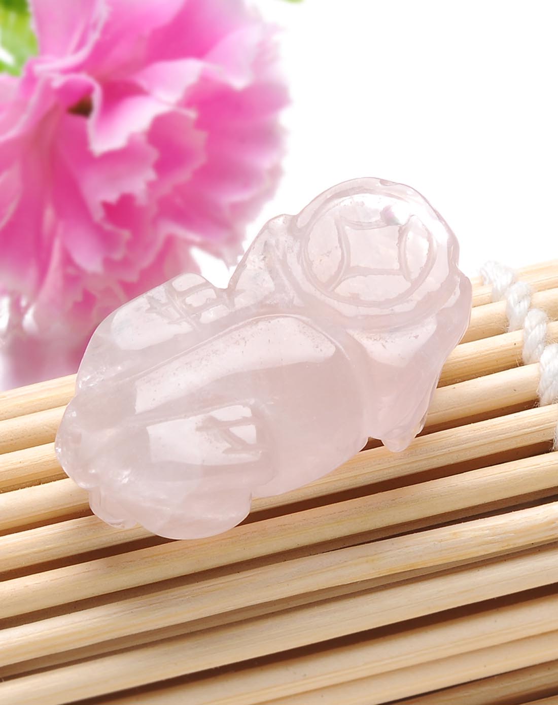 [ 盈满堂 ] 冰种天然粉水晶貔貅吊坠右