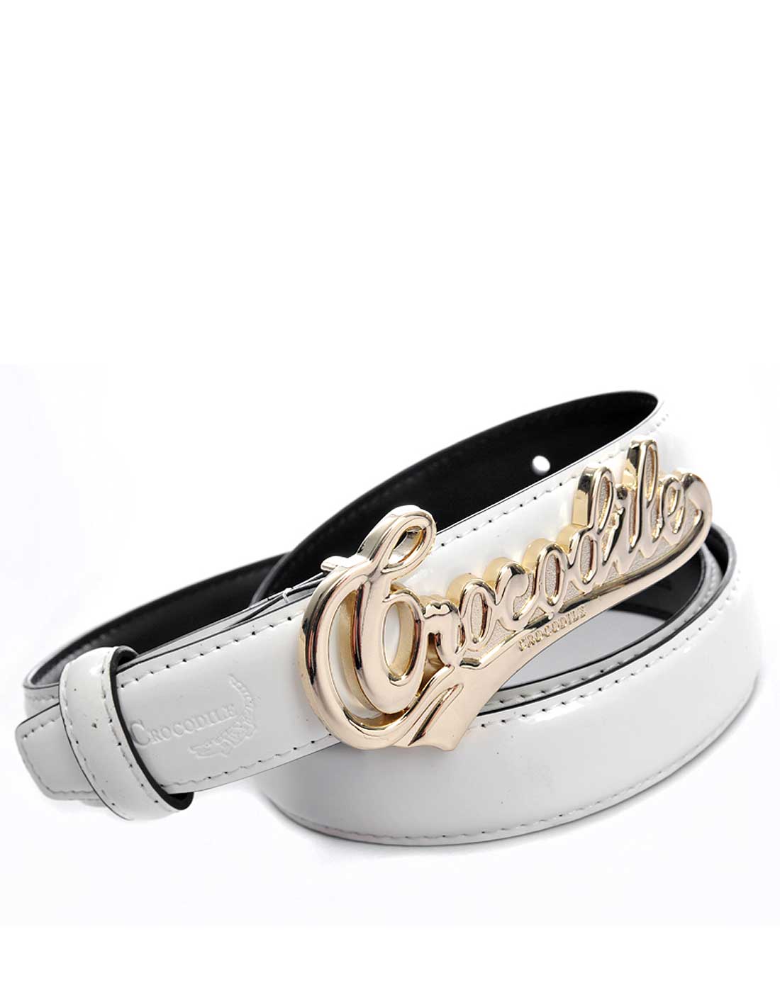 女款白色板扣皮带