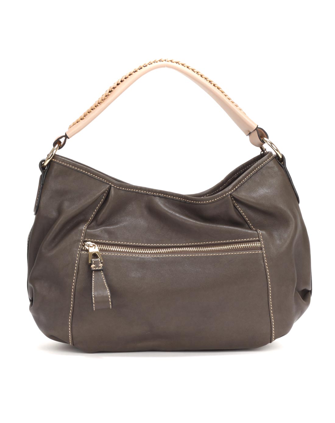 比华利保罗-女款深灰色大logo时尚真皮女包101160814904130_唯品会