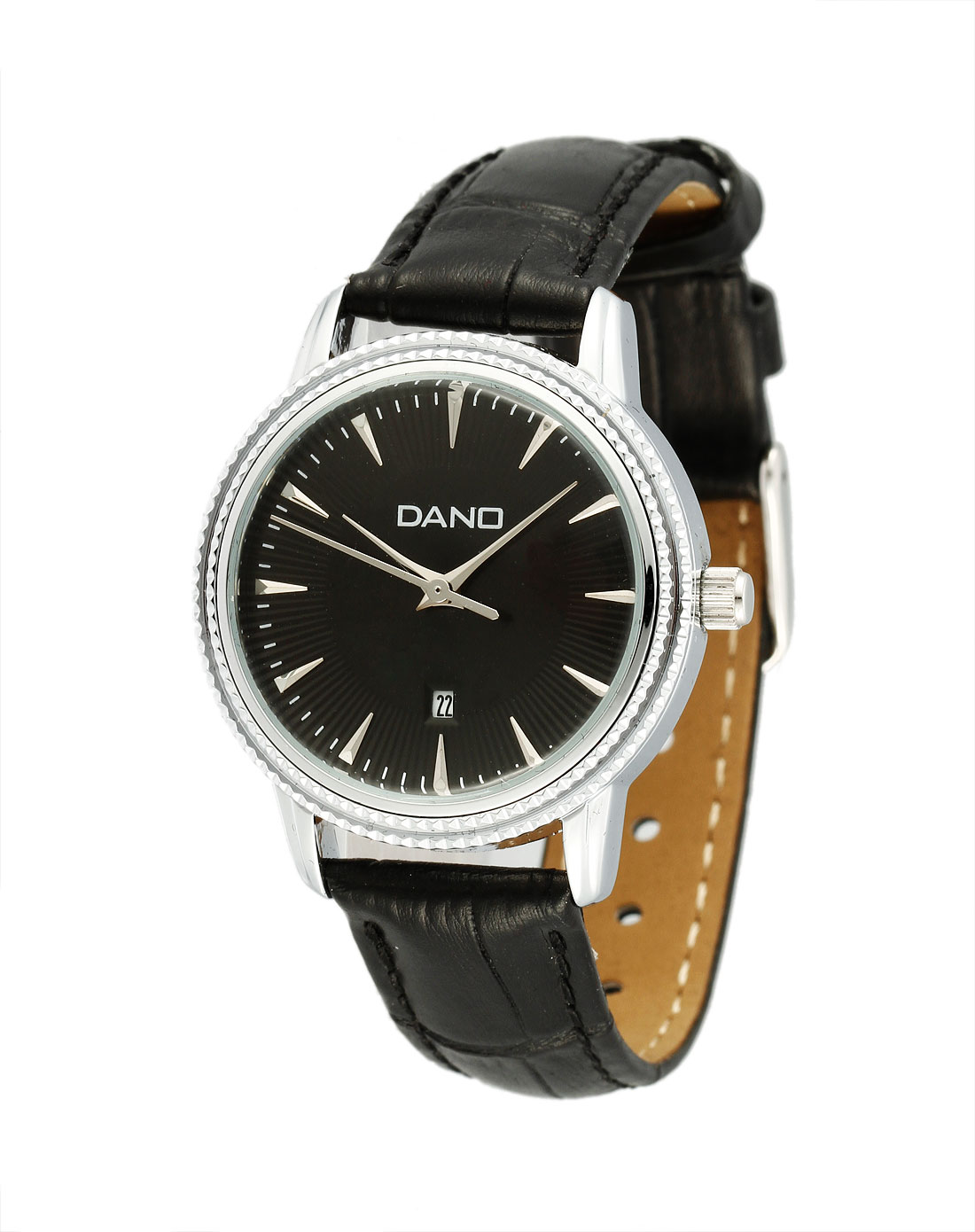 女款黑色圆形休闲皮带手表