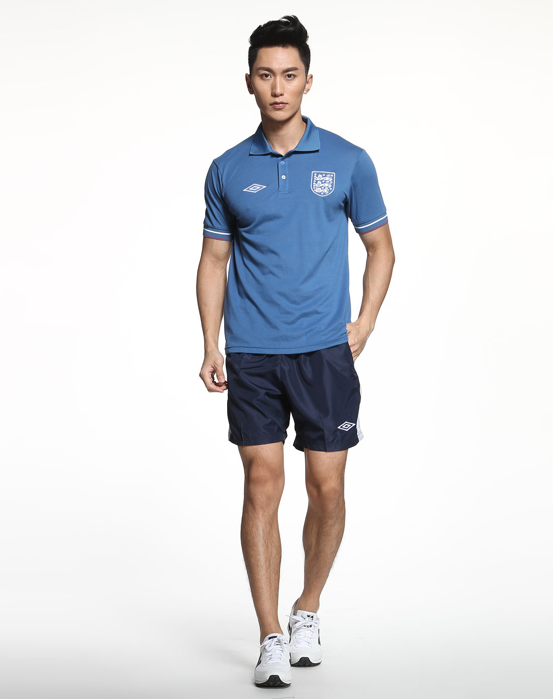 男款暗蓝针织反领运动polo衫