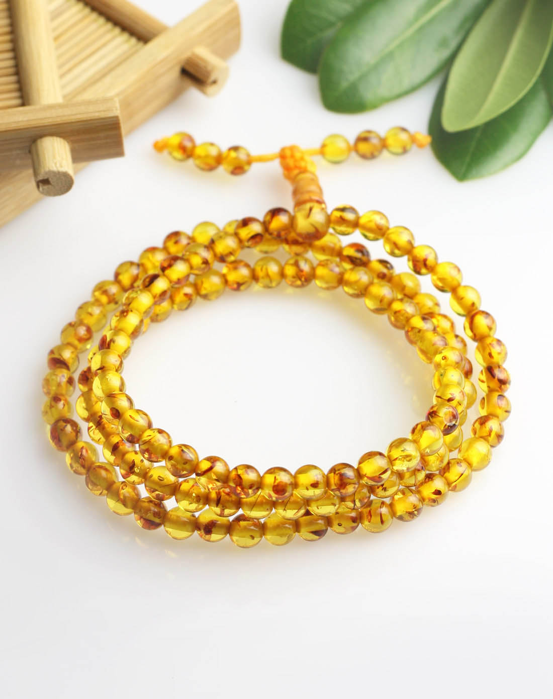 花色人工琥珀108佛珠花珀