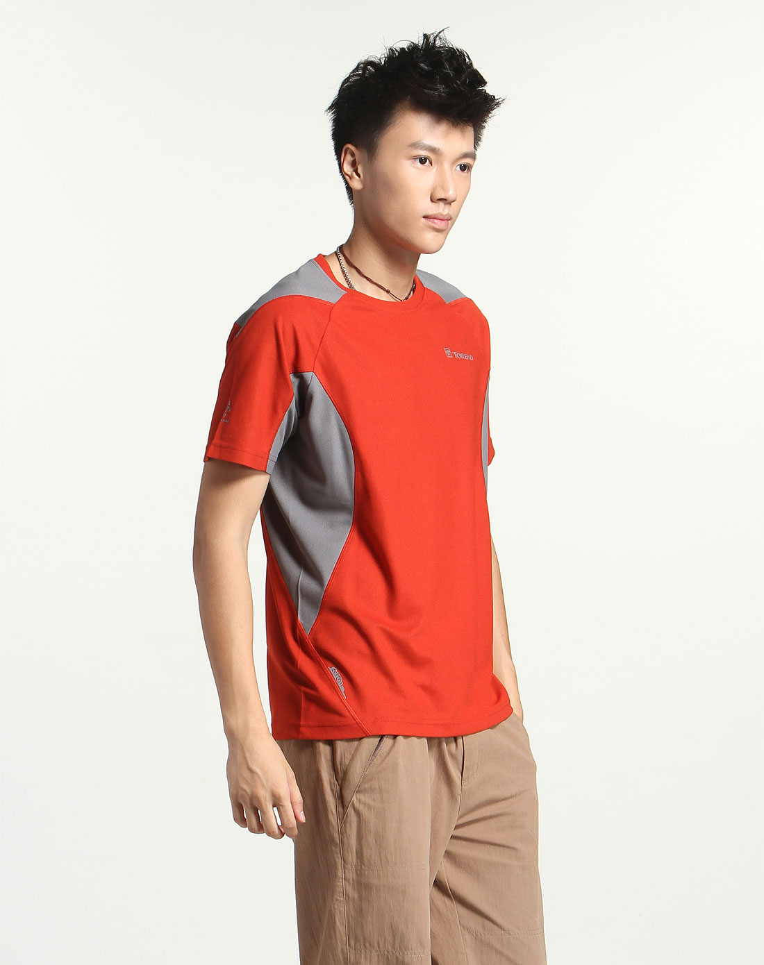 男款速干深橘红色短袖t恤