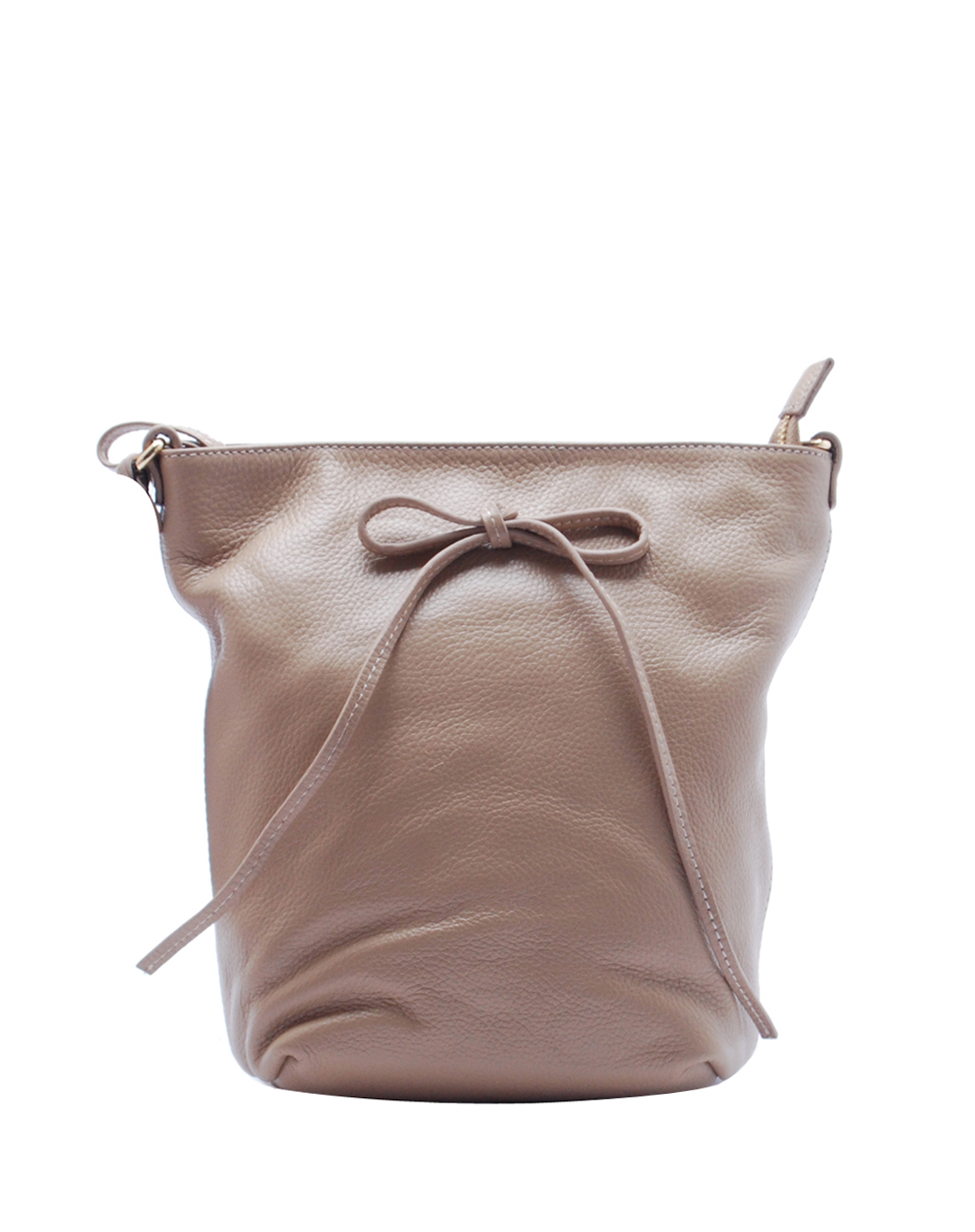 简约荔枝纹浅杏色单肩包