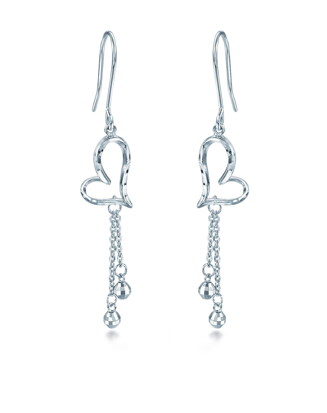 pt950铂金心形吊珠耳环 2.74克