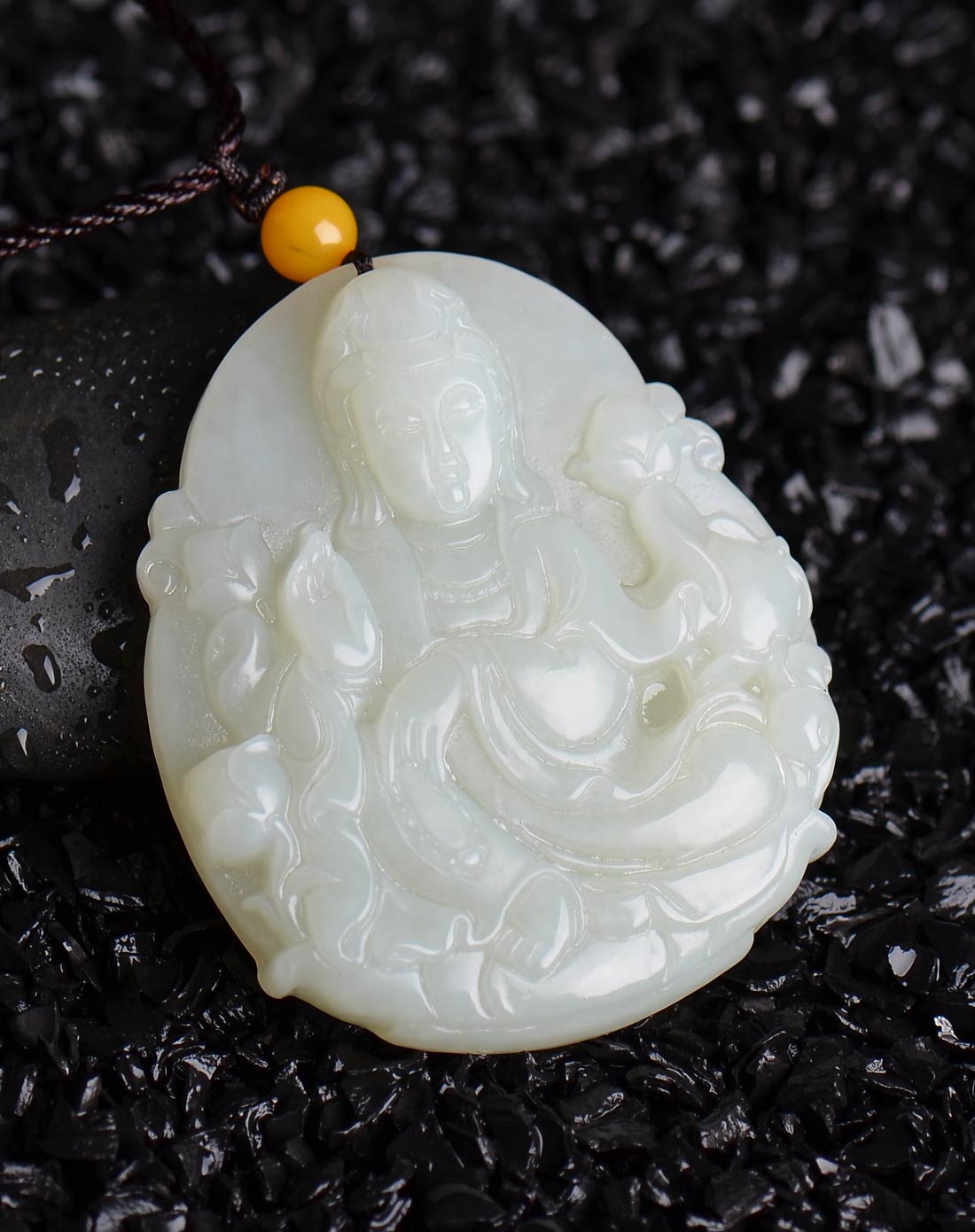 白玉观音挂件玉牌普渡众生