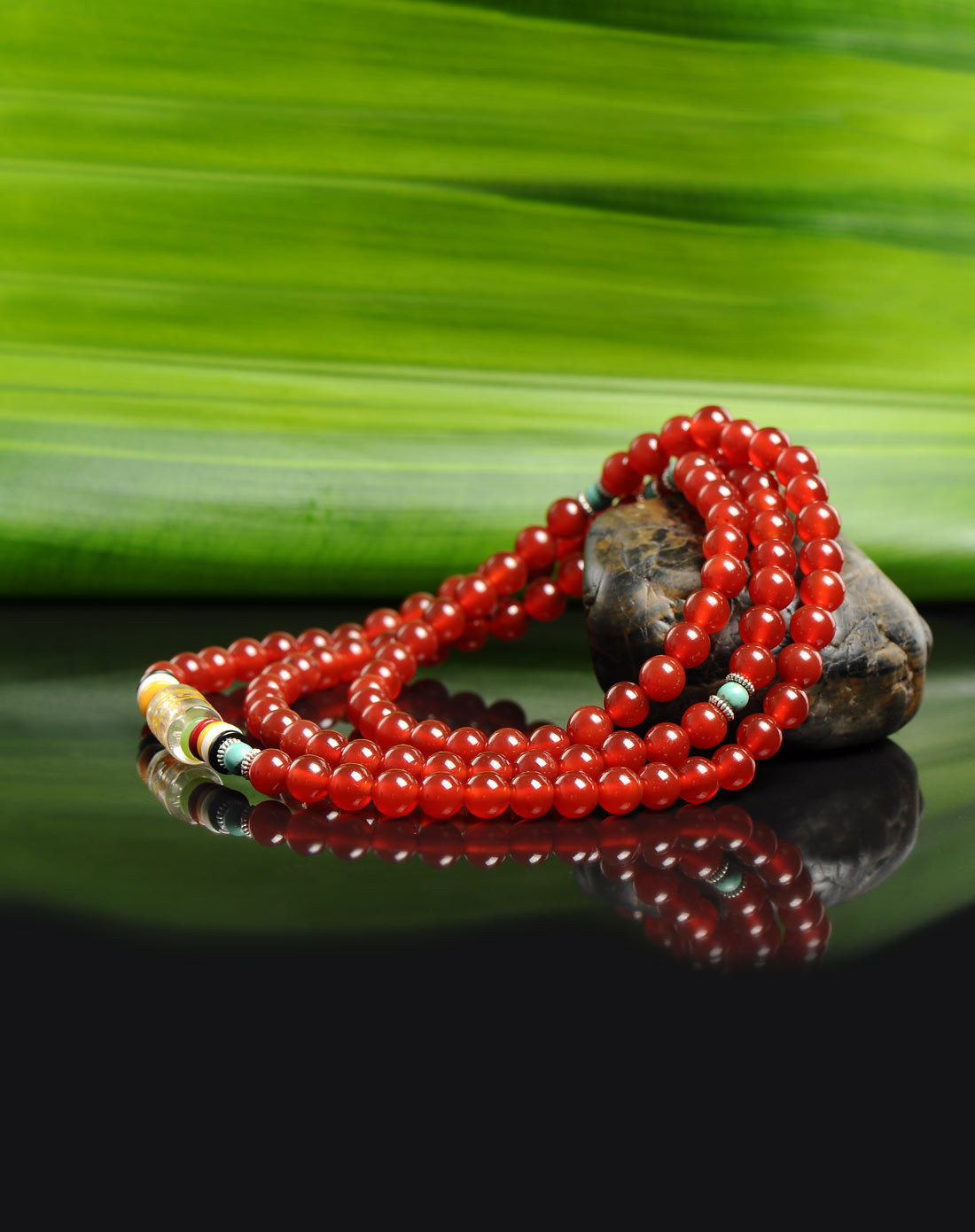 六字真言红玛瑙108念珠手链