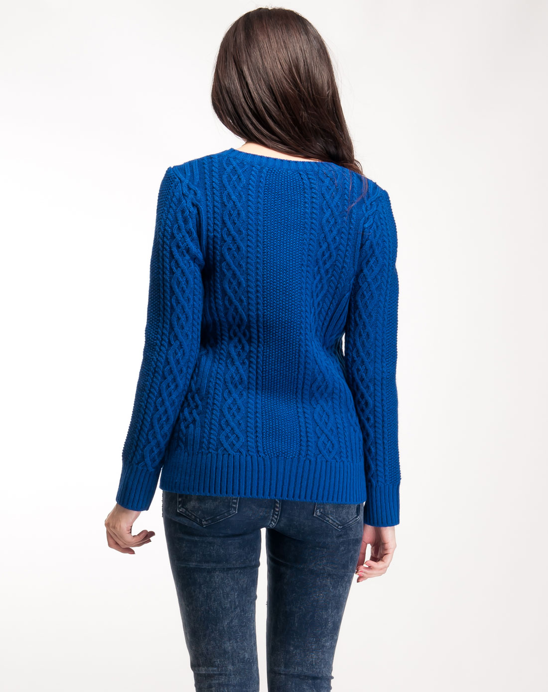 蓝色桂花针套衫毛衣