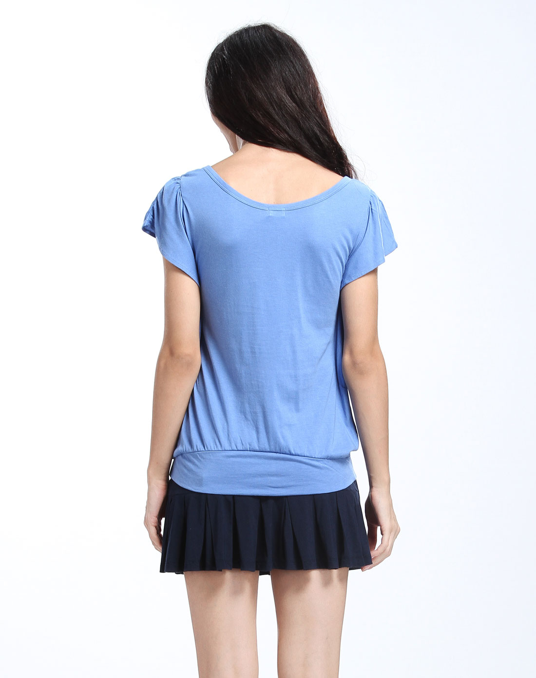 女款2件装海军蓝色印花蝙蝠短袖t恤