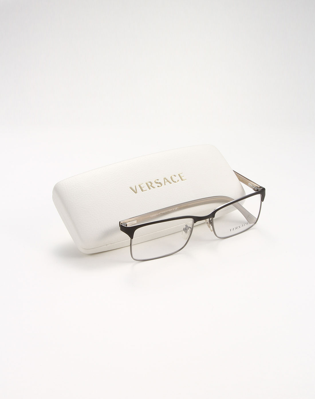 versace 男款型格商务金属全框光学眼镜黑/灰色