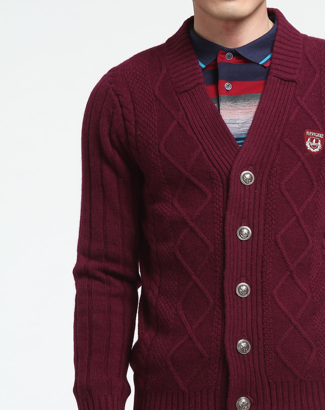 紫酱色休闲长袖毛衣