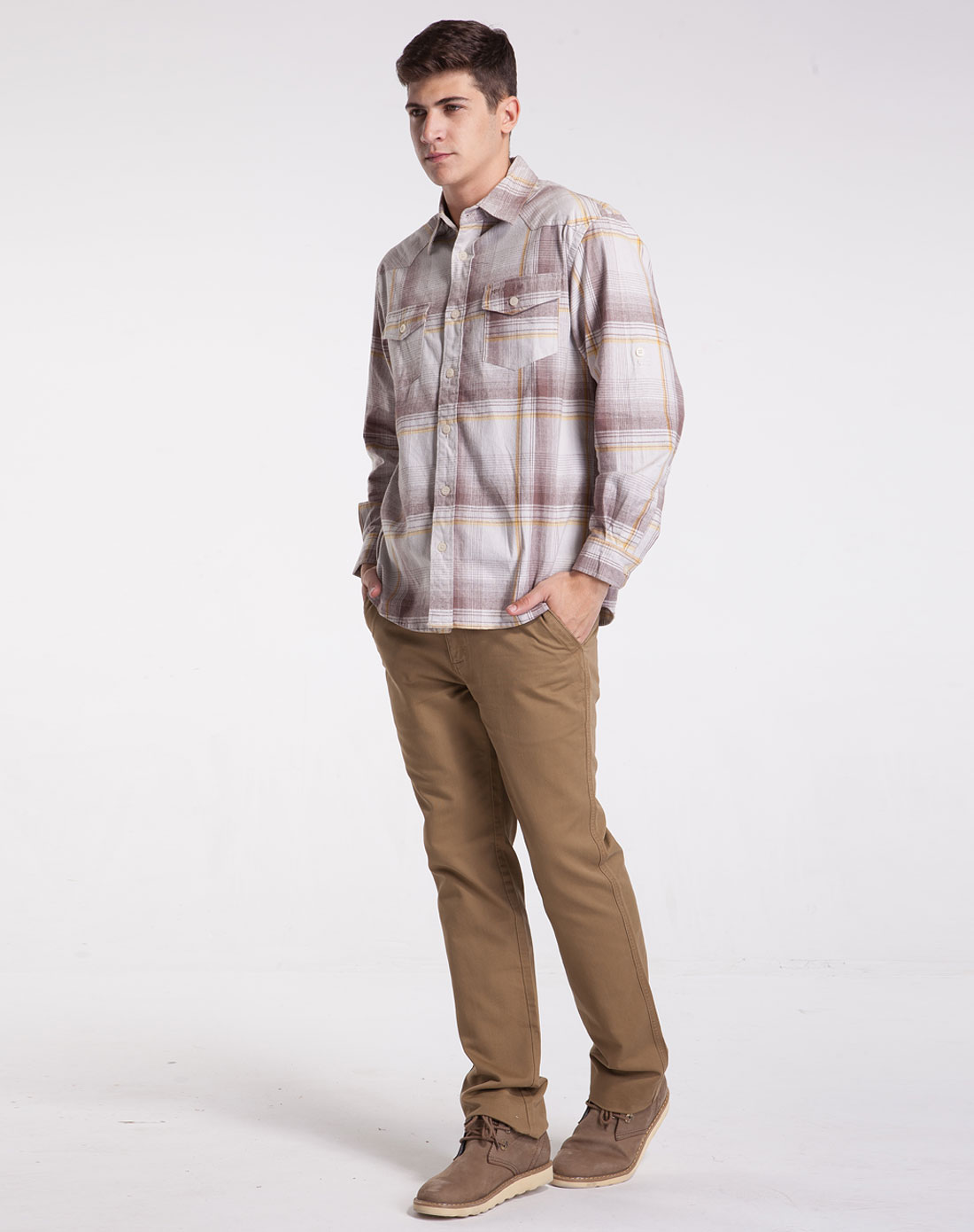 男款花格子衬衫