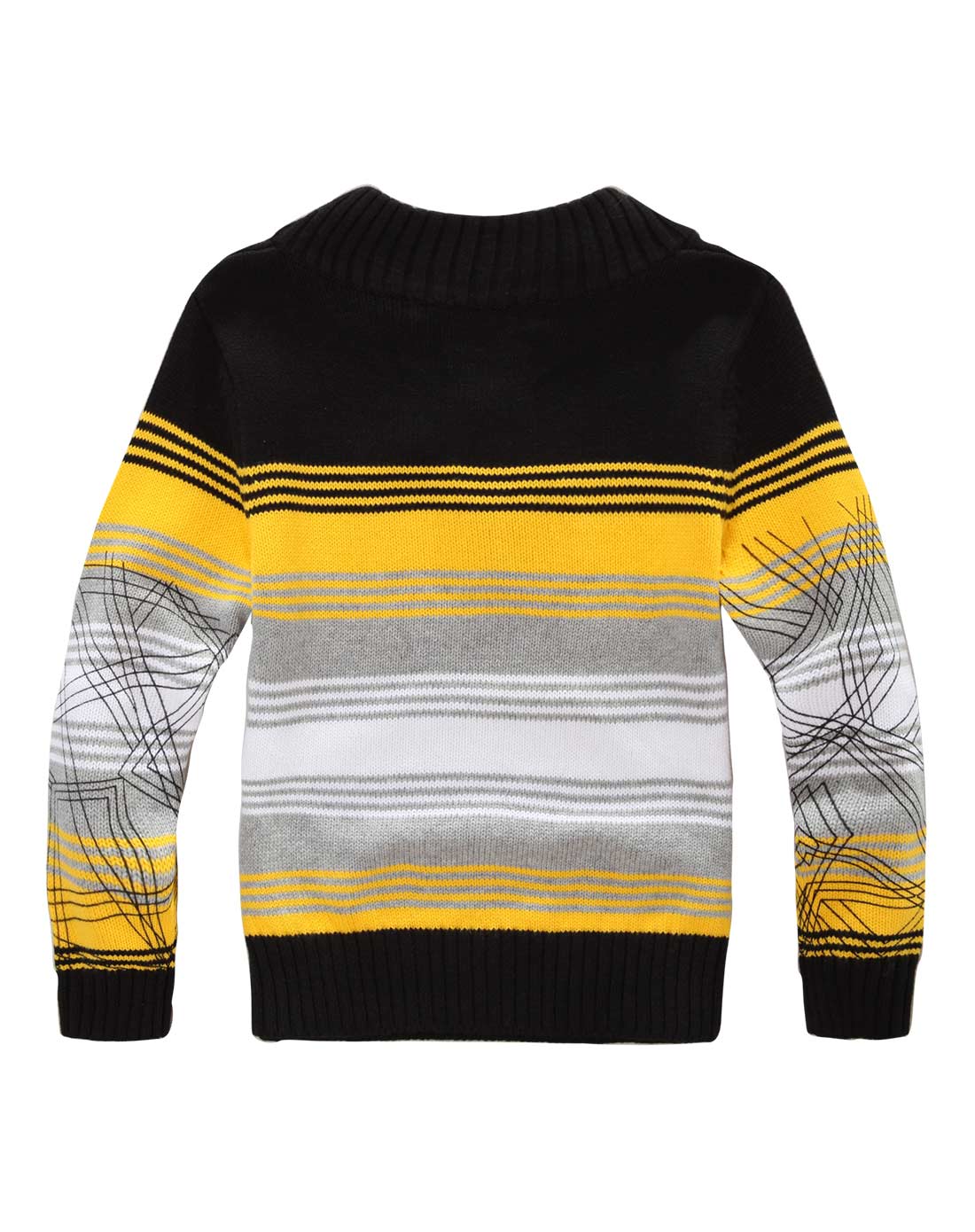 > 男童黄色条纹立领毛衣